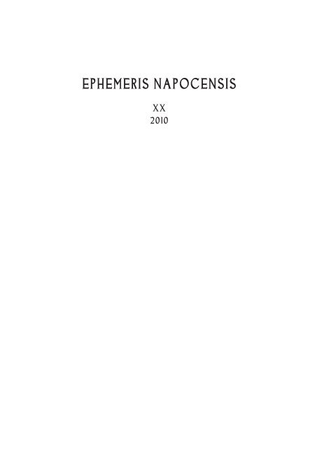 ephemeris napocensis XX_2010 CORECTURA.indd - Institutul de ...