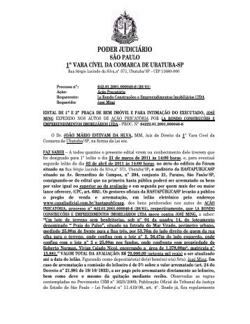 poder judiciário são paulo 1ª vara cível da ... - HastaPúblicaSP