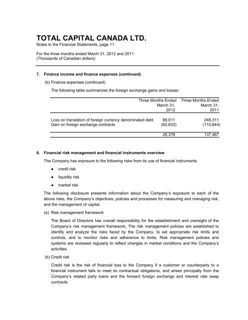 TOTAL CAPITAL CANADA LTD. - Total.com