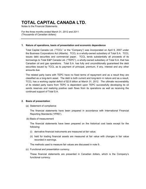 TOTAL CAPITAL CANADA LTD. - Total.com