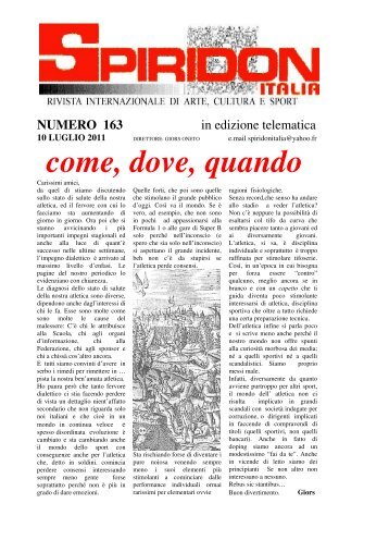 come, dove, quando - Piero Giacomelli