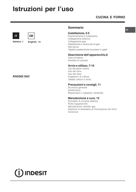 Manuale d'uso - Indesit