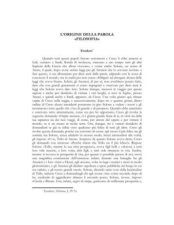 L'ORIGINE DELLA PAROLA «FILOSOFIA»