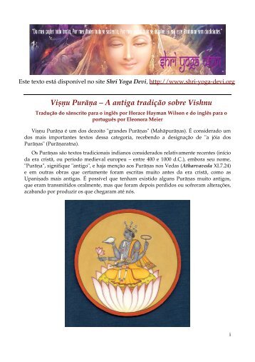 Vi u Purā a – A antiga tradição sobre Vishnu - Shri Yoga Devi