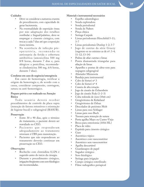 Manual de Especialidades em Saúde Bucal