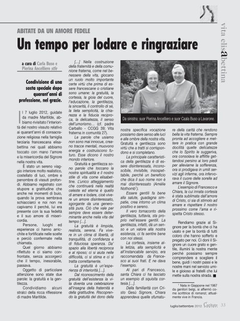 n. 3 - luglio/settembre 2012 - Suore Francescane Elisabettine