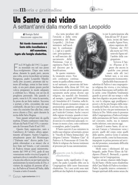 n. 3 - luglio/settembre 2012 - Suore Francescane Elisabettine