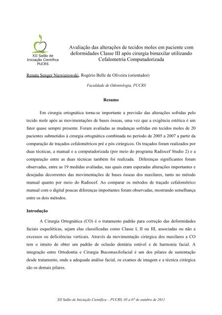 Avaliação das alterações de tecidos moles em paciente com ... - pucrs