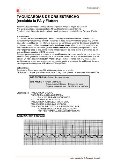 TAQUICARDIAS DE QRS ESTRECHO (excluida la FA y ... - Navarra