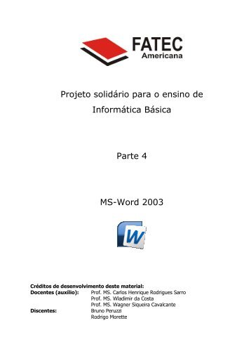 Projeto solidário para o ensino de Informática ... - Cavalcanti.pro.br