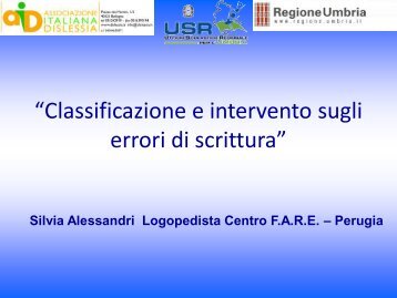 Classificazione e interventi sugli errori di scrittura