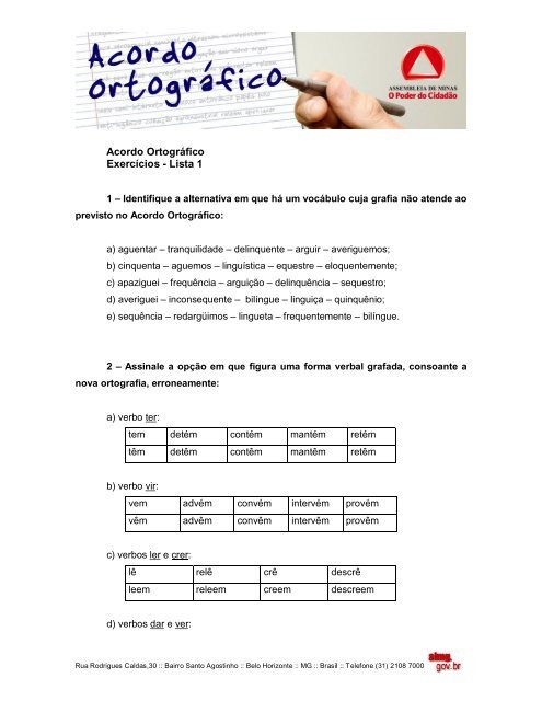 Exercícios ortografia