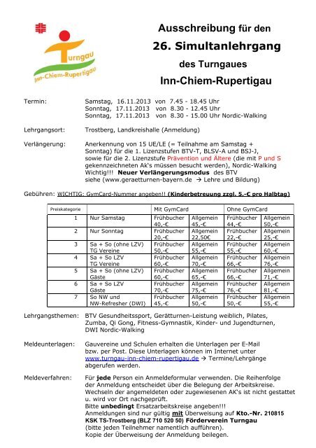 Ausschreibung Turngau Inn Chiem Rupertigau