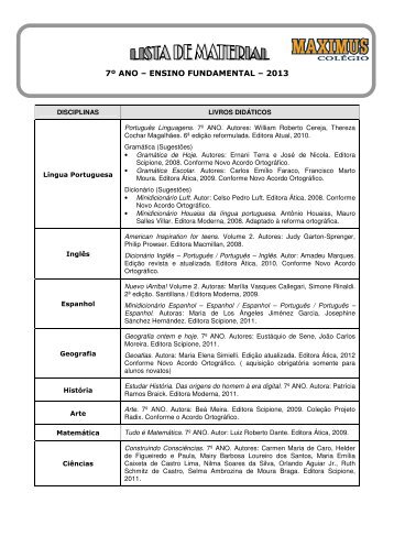 7º ANO – ENSINO FUNDAMENTAL – 2013