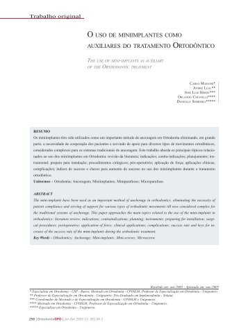 O uso de miniimplantes como auxiliares do tratamento ortodôntico