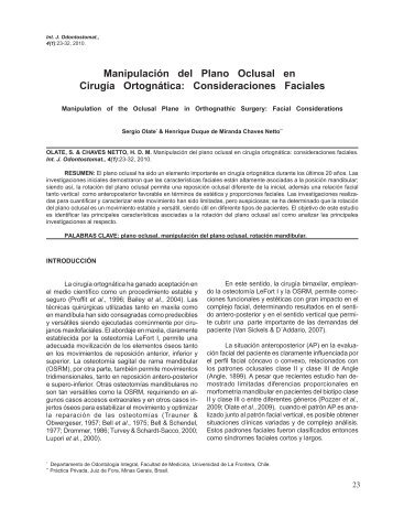 Manipulación del Plano Oclusal en Cirugía Ortognática ... - SciELO