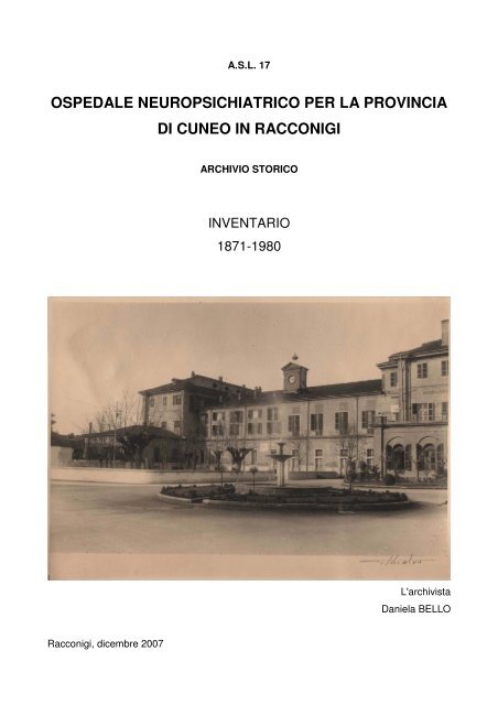 ospedale neuropsichiatrico per la provincia di cuneo in ... - SIUSA