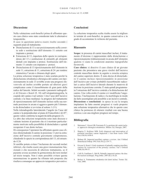 Disinclusione e riposizionamento ortodontico di un canino ...