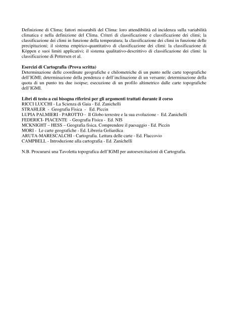 geografia fisica e cartografia - Università del Sannio in Benevento