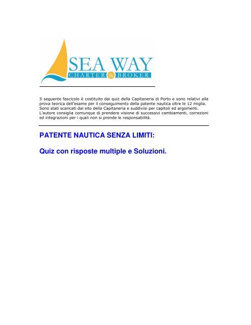 PATENTE NAUTICA SENZA LIMITI: Quiz con risposte ... - Sea Way