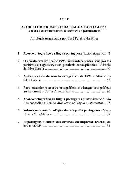 AOLP ACORDO ORTOGRÁFICO DA LÍNGUA  - CiFEFiL