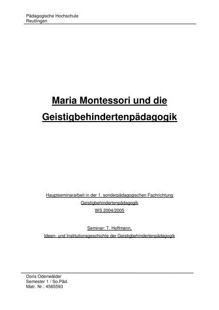 Maria Montessori und die ... - Th-hoffmann.eu