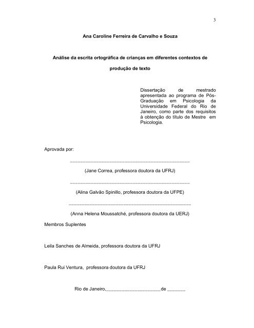 Análise da escrita ortográfica de crianças em diferentes ... - UFRJ