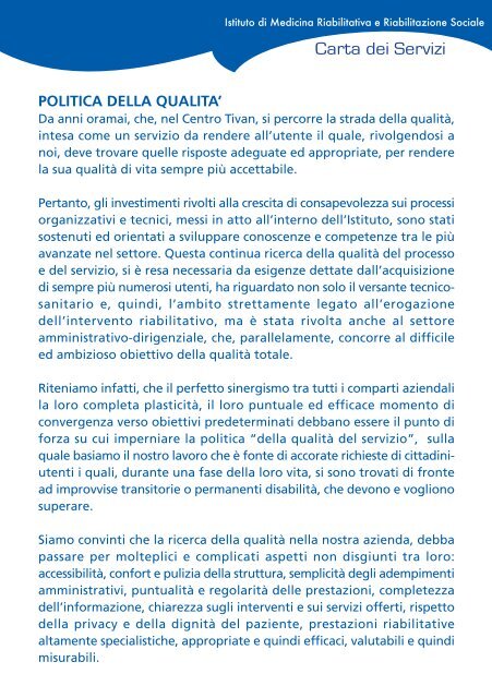 Carta dei Servizi 2007 - Centro Tivan