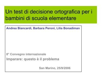 Un test di decisione ortografica per i bambini di scuola elementare