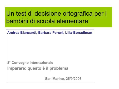 Un test di decisione ortografica per i bambini di scuola elementare