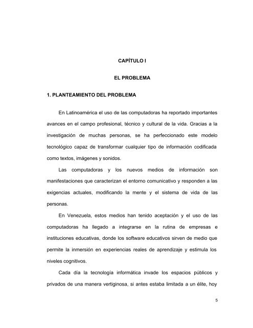 CAPÍTULO I EL PROBLEMA 1. PLANTEAMIENTO DEL ... - URBE