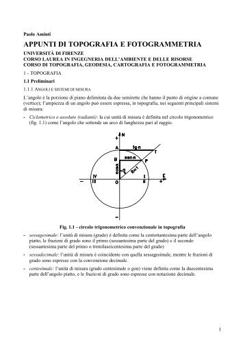 APPUNTI DI TOPOGRAFIA E FOTOGRAMMETRIA - Facoltà di Agraria