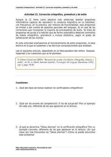 Actividad 12. Corrección ortográfica, gramatical y de estilo Aunque ...