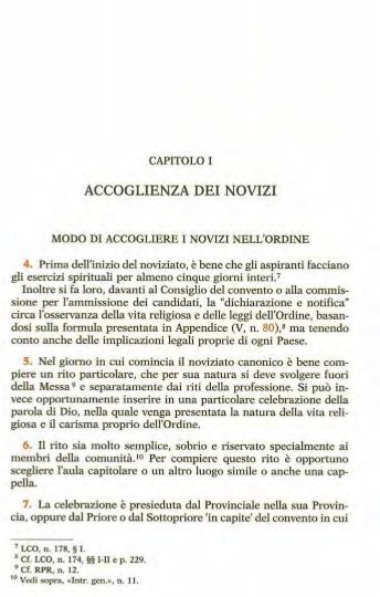 accoglienza dei novizi - (Domenicani) - Provincia San Domenico in ...
