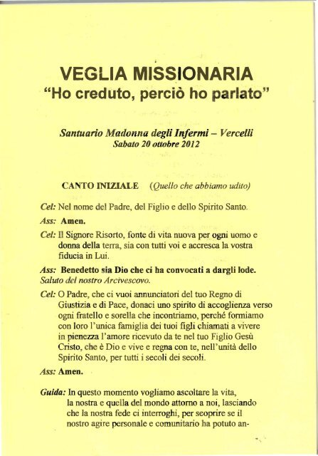veglia missionaria 2012 - Centro Missionario Vercelli