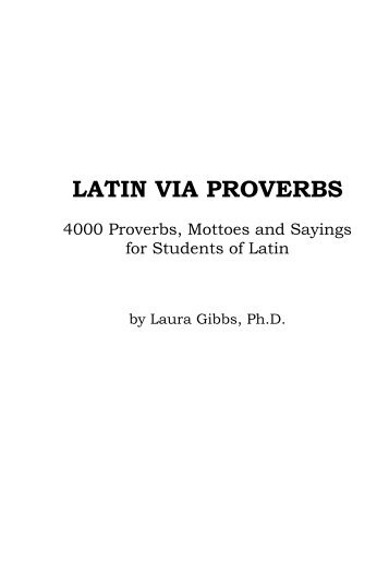 LATIN VIA PROVERBS - Bestiaria Latina Blog