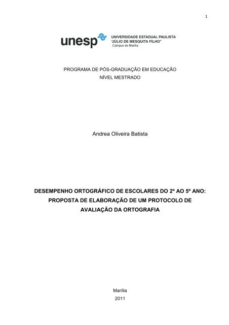 Andrea Oliveira Batista DESEMPENHO ORTOGRÁFICO DE ...