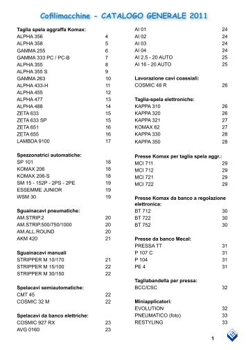 Scarica il catalogo completo dei prodotti 2011/2012 - CofiliMacchine