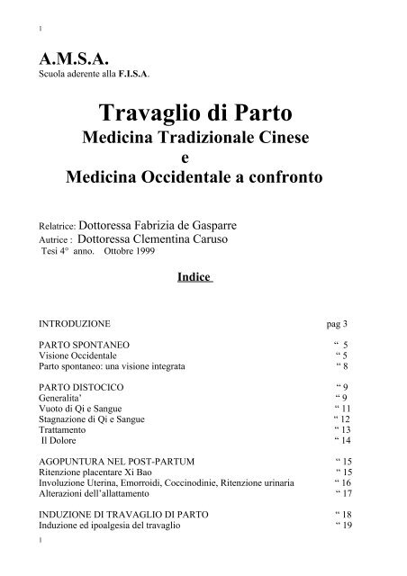 Travaglio di parto: medicina tradizionale cinese e ... - Agopuntura.org