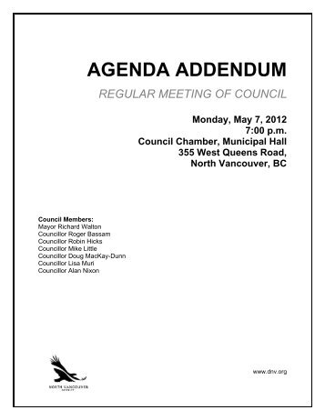 Agenda Addenda - District of North Vancouver