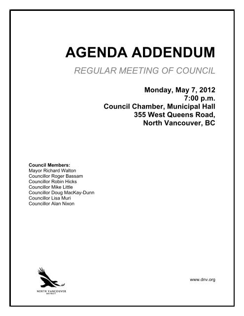 Agenda Addenda - District of North Vancouver