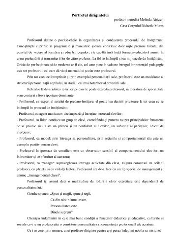Portretul dirigintelui - Casa Corpului Didactic - Mureş