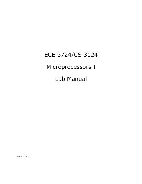 Ece 3724 Cs 3124 Microprocessors I Lab