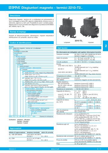 Disgiuntori magneto - termici 2210-T2.. 2 - ETA