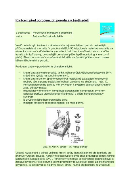 Krvácení před porodem, při porodu a v šestinedělí - eAMOS