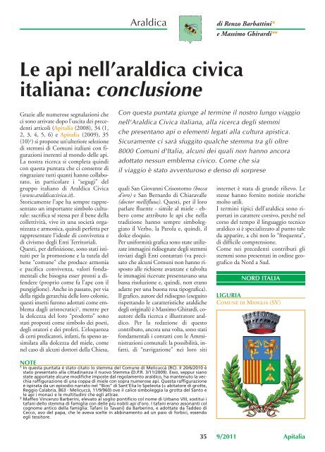 Le api nell'araldica civica italiana: conclusione - Apicoltura online