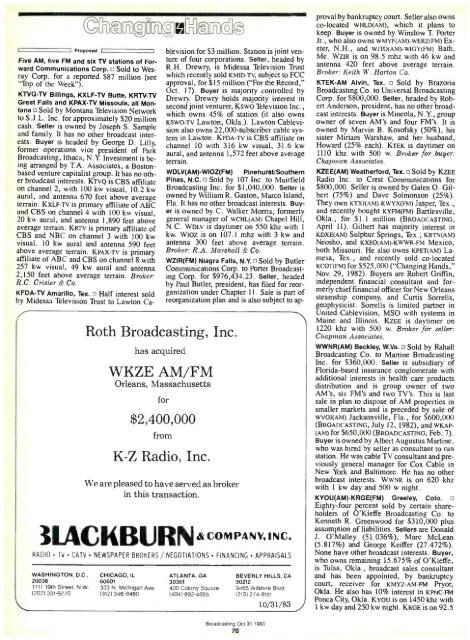 Broadcasting Oct 31 - American Radio History