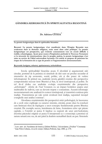 153 GÂNDIREA KERIGMATICĂ ÎN SPIRITUALITATEA ... - AUOCSI