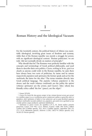 Roman History and the Ideological Vacuum