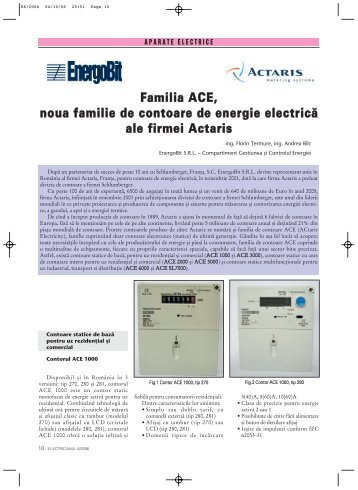 Familia ACE, noua familie de contoare de energie ... - EnergoBit